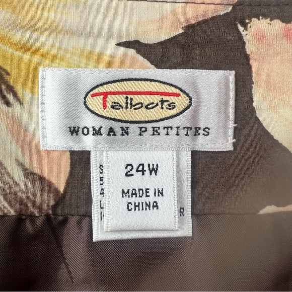 Talbots silk blend floral skirt brown pink and yellow Sz 24W - Picture 5 of 11